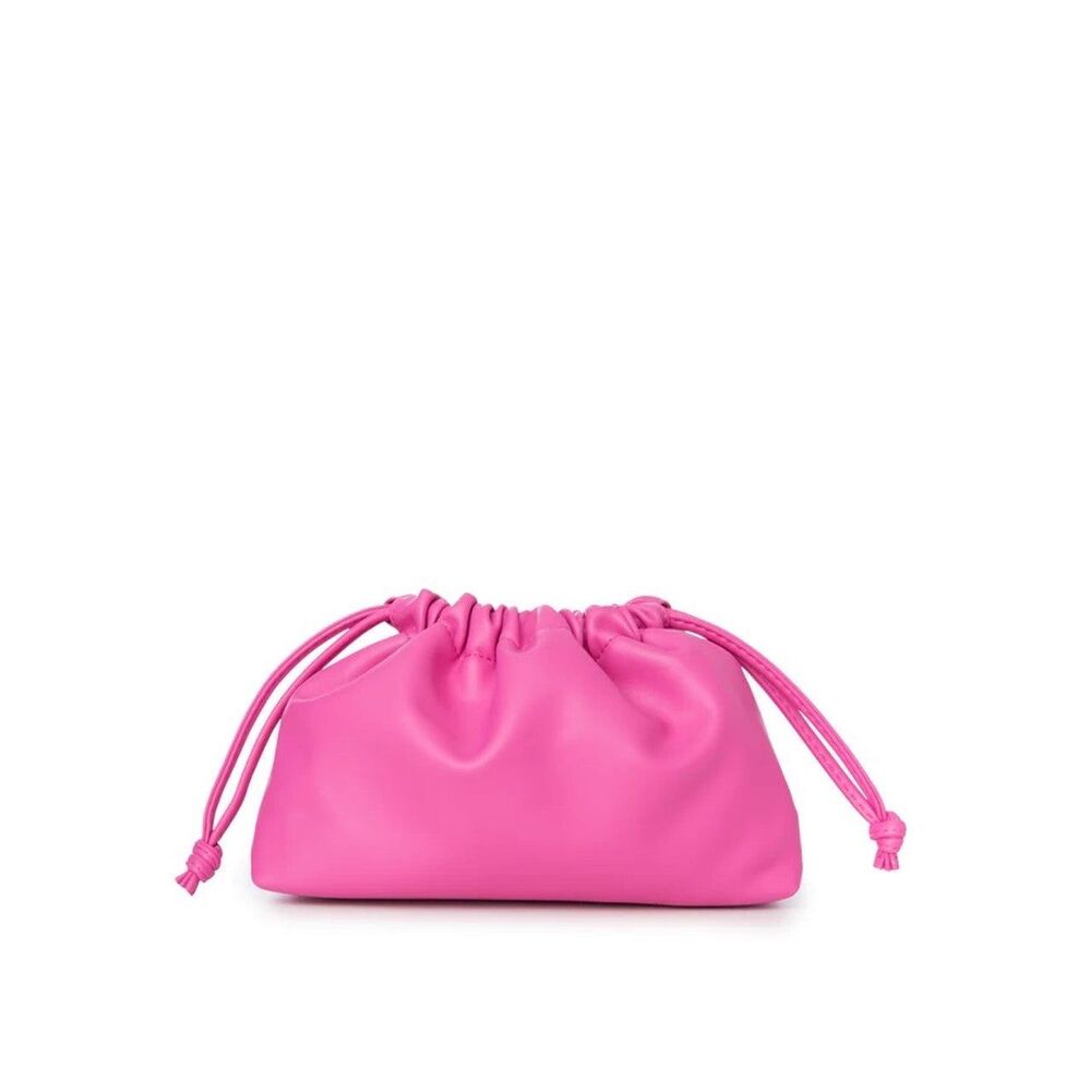 Jules Kae Pink Bree Bucket Bag Purse Faux Leather Drawstring Barbie Coquette New